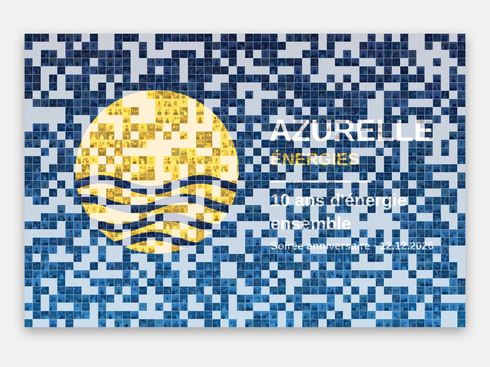 Mosaïque photo formant le logo et le message d'une entreprise