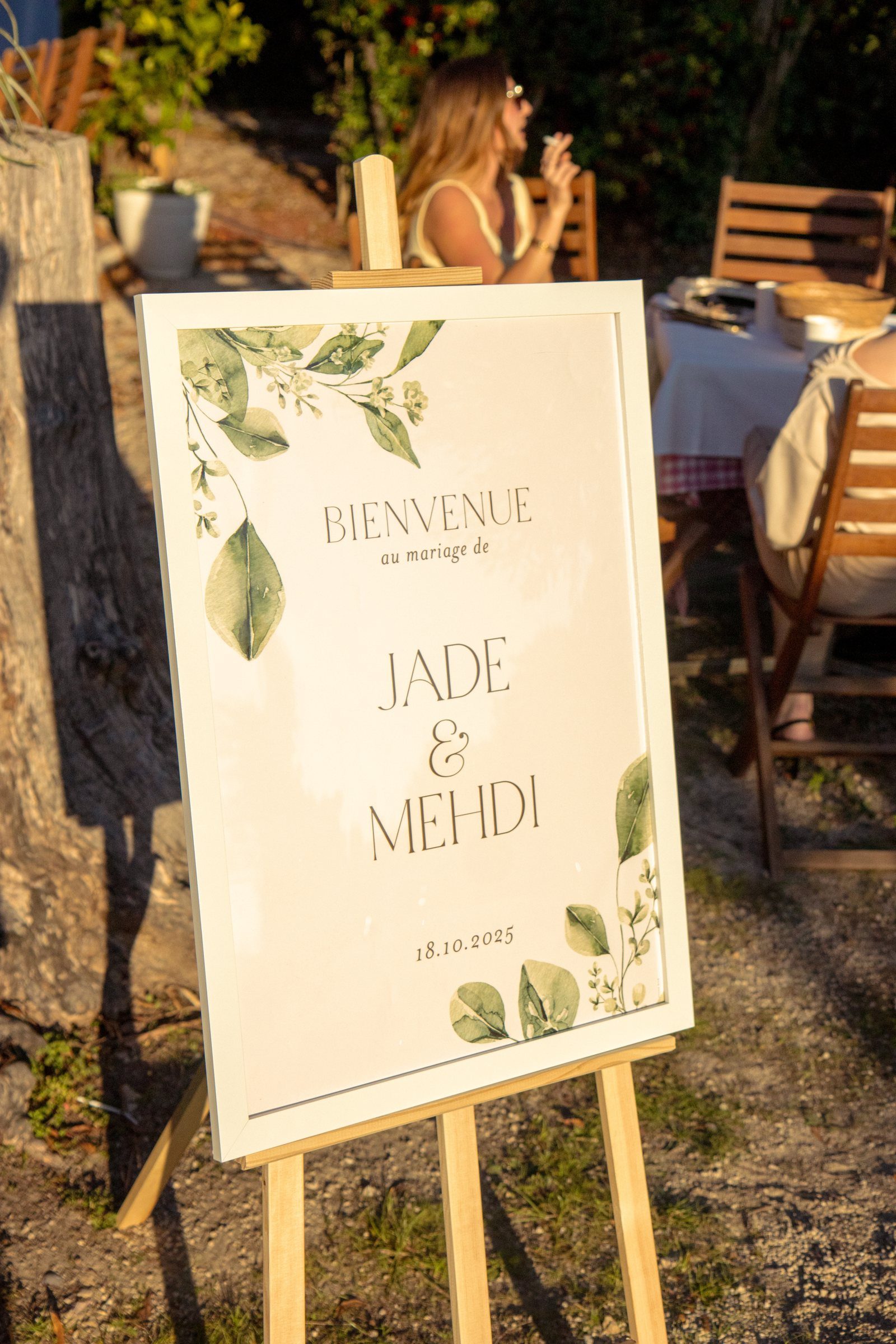 Panneau de bienvenue du mariage de Jade et Mehdi