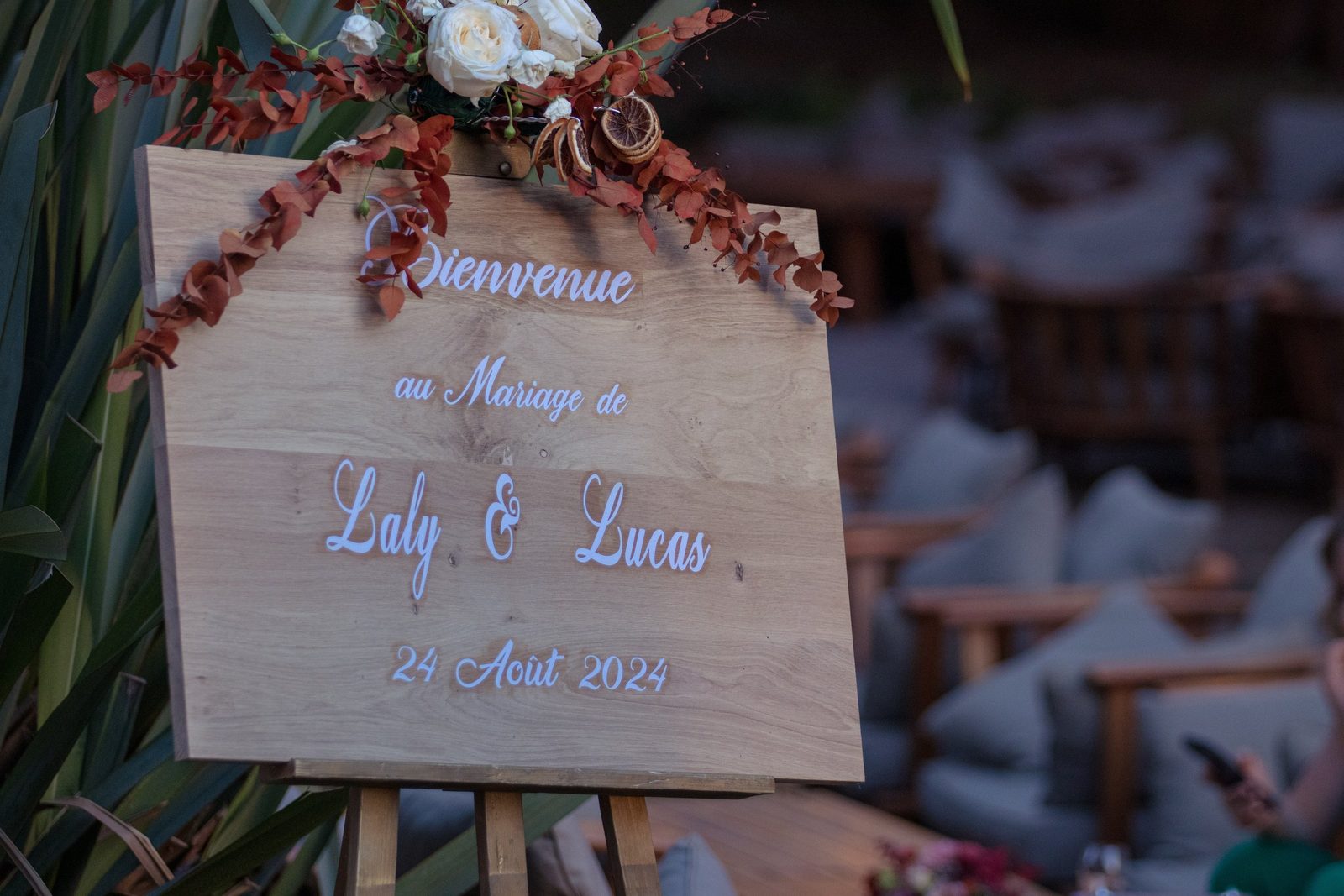 Panneau de bienvenue du mariage de Laly et Lucas
