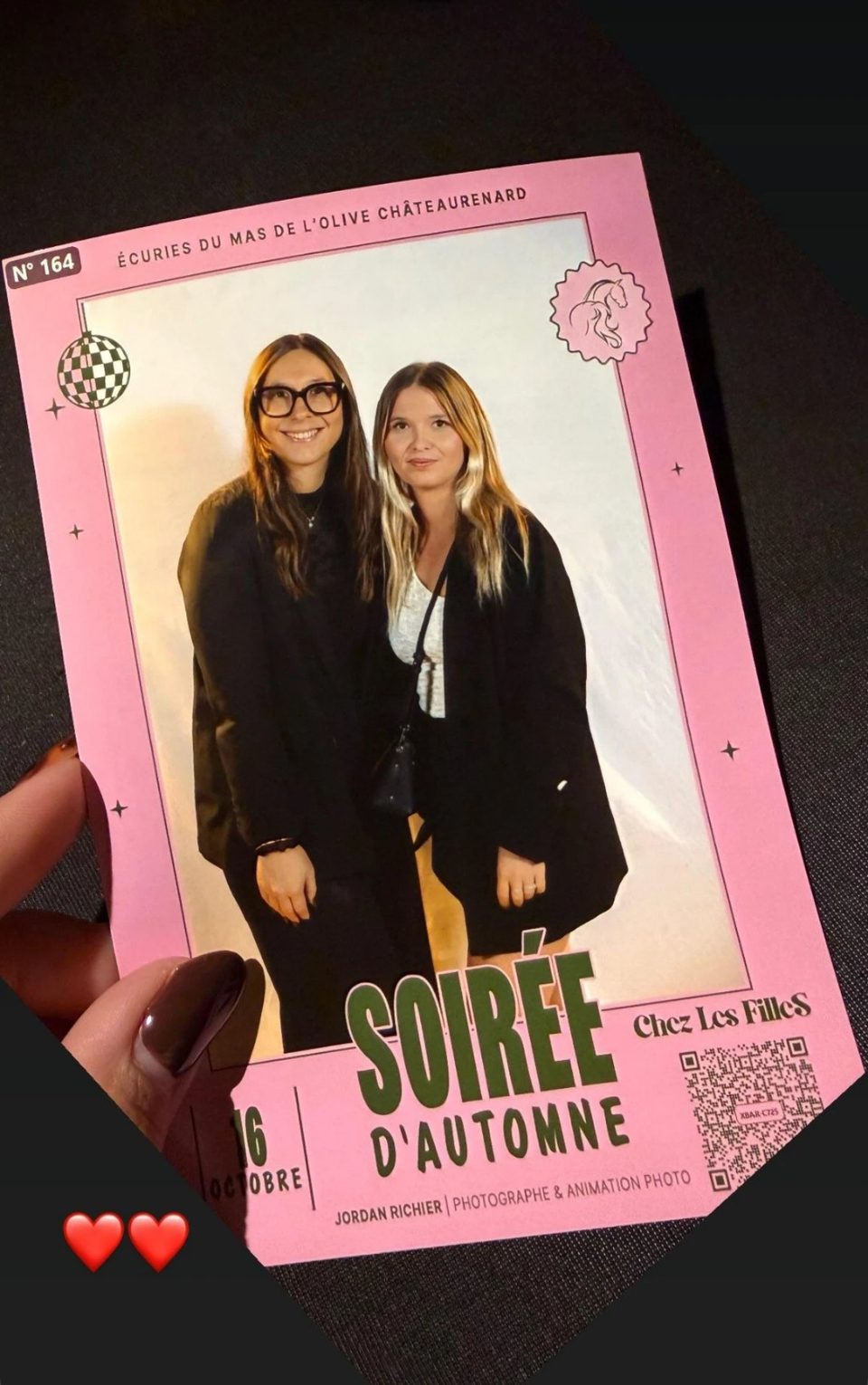 Tirage photo de la Soirée d'Automne partagé en story Instagram par une invitée